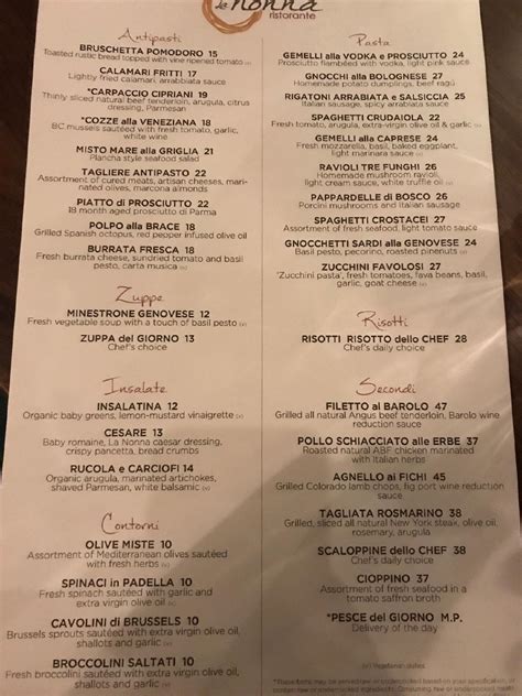 la nonna ristorante vail menu